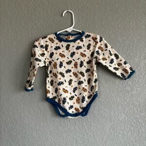 Tad Little Vintage Boys 6-9 Months Onesie bodysuit Blue Tan Trucks